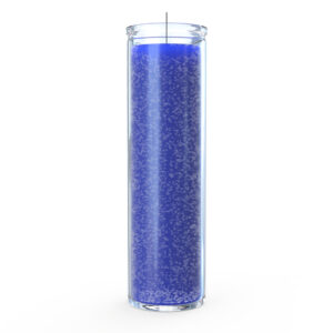 Bougie 7 jours bleue dans un contenant en verre