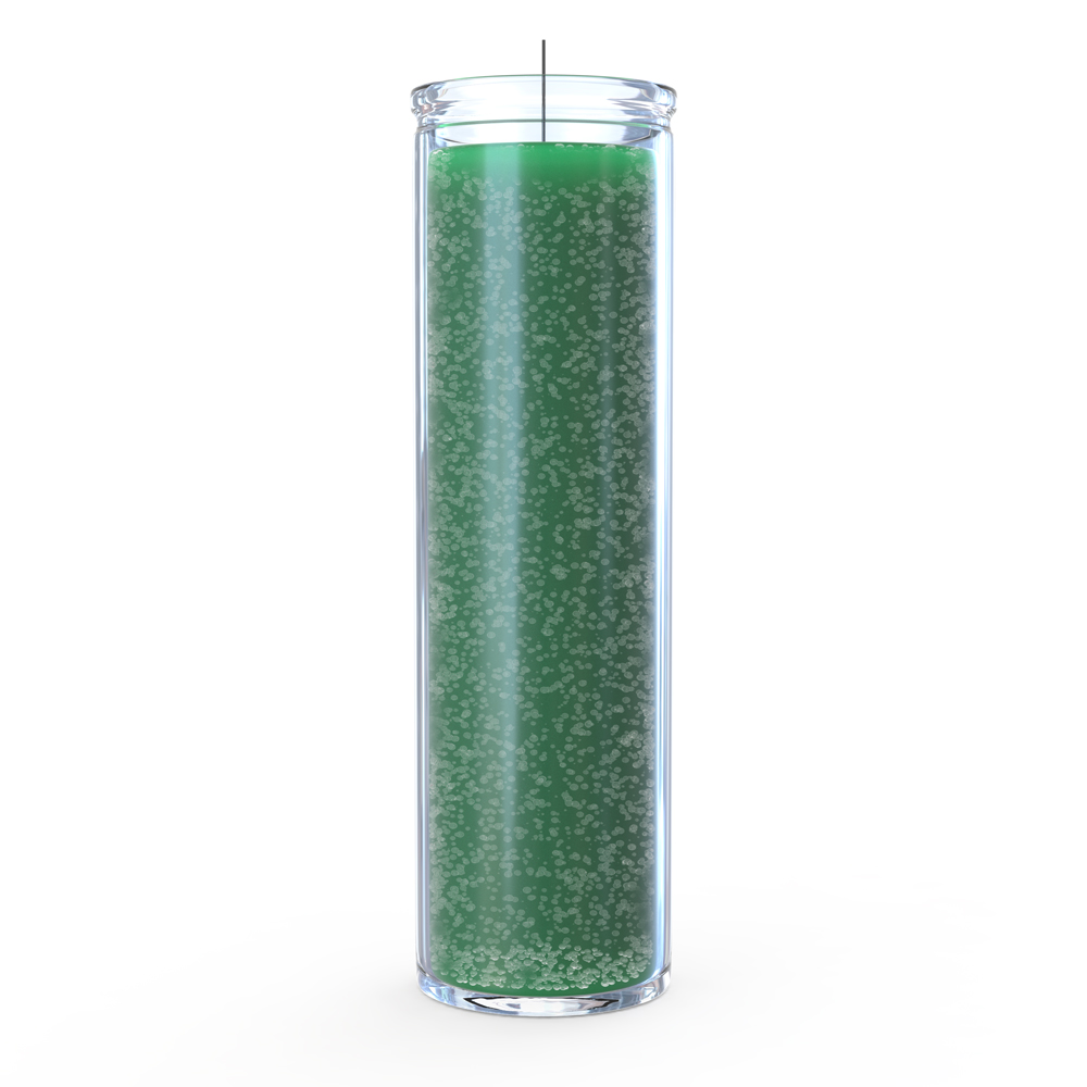 Bougie 7 jours verte dans un contenant en verre