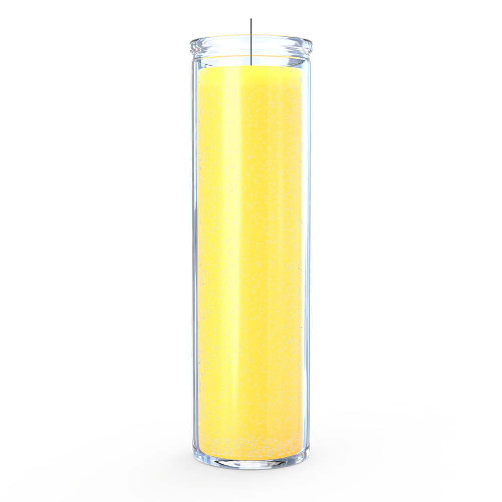 Bougie 7 jours jaune dans un contenant en verre
